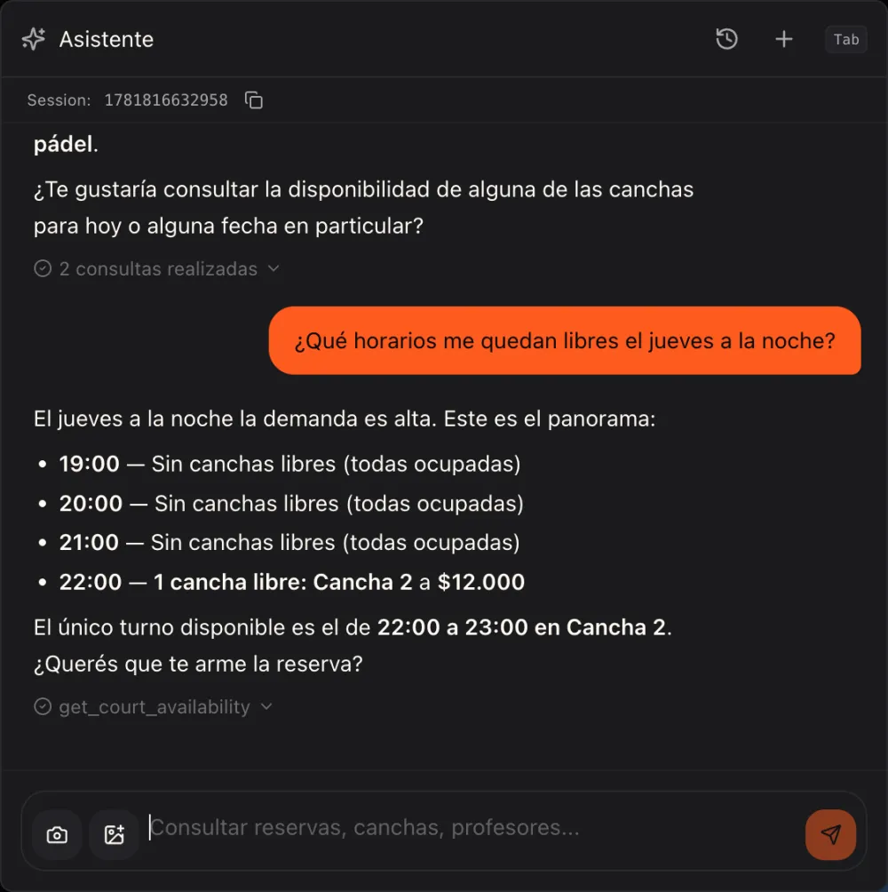 El asistente web ve el contexto del club